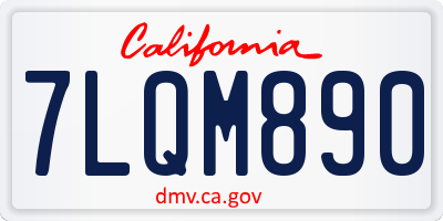 CA license plate 7LQM890