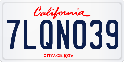 CA license plate 7LQN039