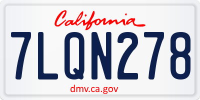 CA license plate 7LQN278