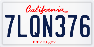 CA license plate 7LQN376
