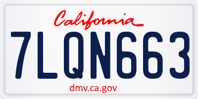 CA license plate 7LQN663