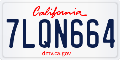 CA license plate 7LQN664