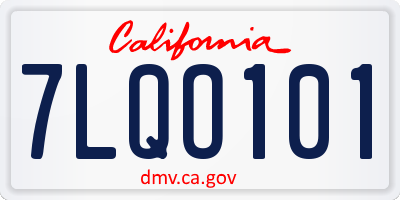 CA license plate 7LQO101
