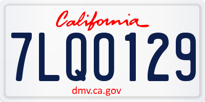 CA license plate 7LQO129