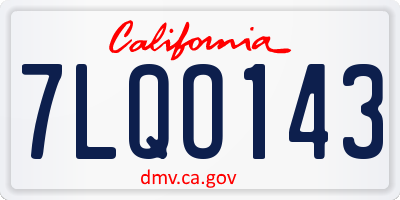CA license plate 7LQO143