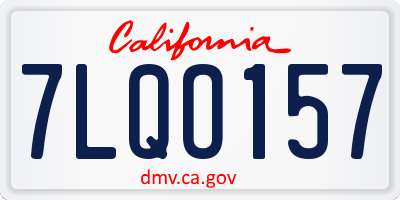 CA license plate 7LQO157