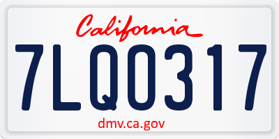CA license plate 7LQO317