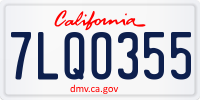 CA license plate 7LQO355