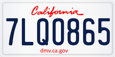 CA license plate 7LQO865