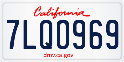 CA license plate 7LQO969