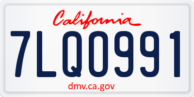 CA license plate 7LQO991