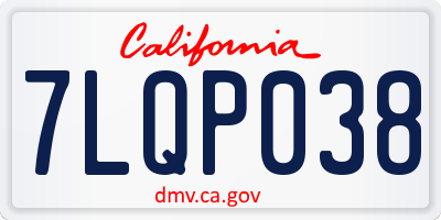 CA license plate 7LQP038