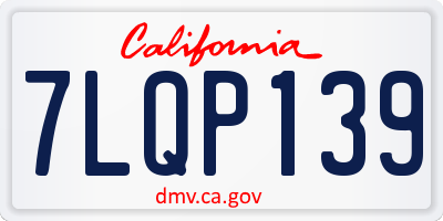 CA license plate 7LQP139