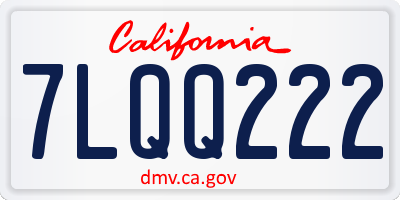 CA license plate 7LQQ222