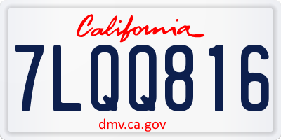 CA license plate 7LQQ816