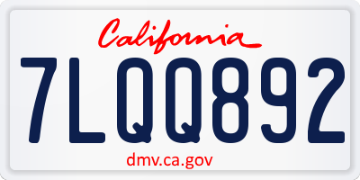 CA license plate 7LQQ892