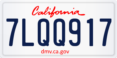 CA license plate 7LQQ917