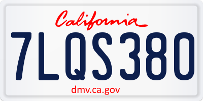 CA license plate 7LQS380