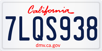 CA license plate 7LQS938