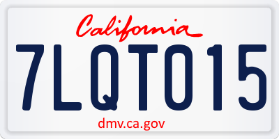 CA license plate 7LQT015