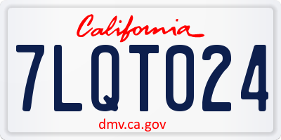 CA license plate 7LQT024