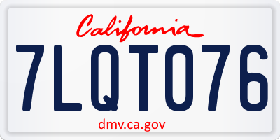 CA license plate 7LQT076