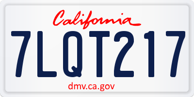 CA license plate 7LQT217