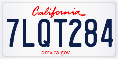 CA license plate 7LQT284
