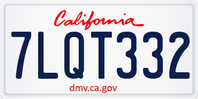 CA license plate 7LQT332