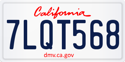 CA license plate 7LQT568