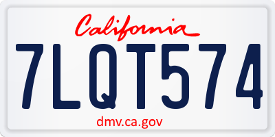 CA license plate 7LQT574