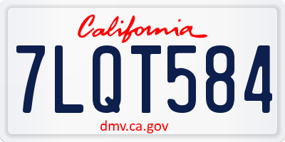 CA license plate 7LQT584