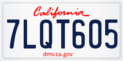 CA license plate 7LQT605