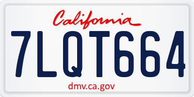 CA license plate 7LQT664