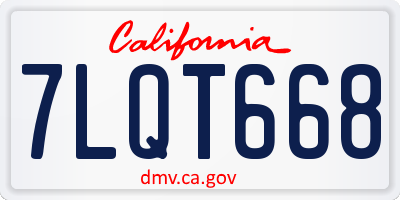 CA license plate 7LQT668