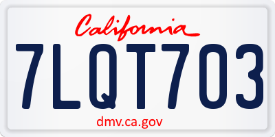 CA license plate 7LQT703