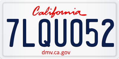 CA license plate 7LQU052