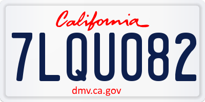 CA license plate 7LQU082