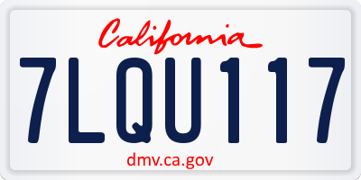 CA license plate 7LQU117