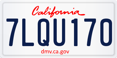 CA license plate 7LQU170