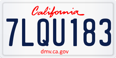 CA license plate 7LQU183