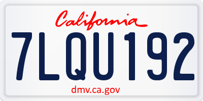 CA license plate 7LQU192