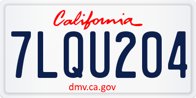 CA license plate 7LQU204