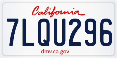 CA license plate 7LQU296