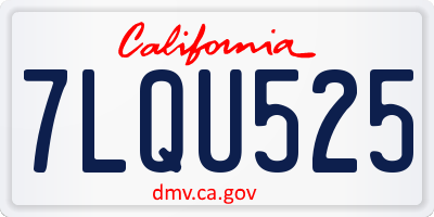 CA license plate 7LQU525
