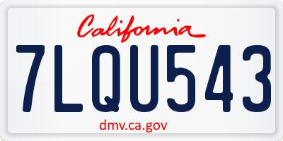 CA license plate 7LQU543