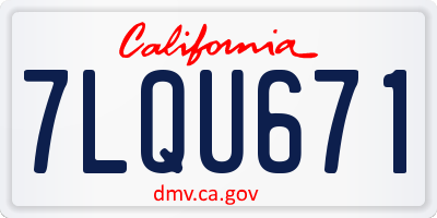 CA license plate 7LQU671