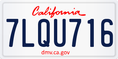 CA license plate 7LQU716