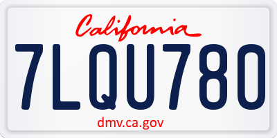 CA license plate 7LQU780