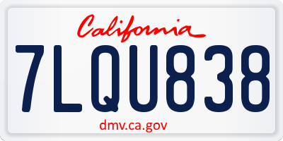 CA license plate 7LQU838